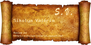Sikolya Valéria névjegykártya
